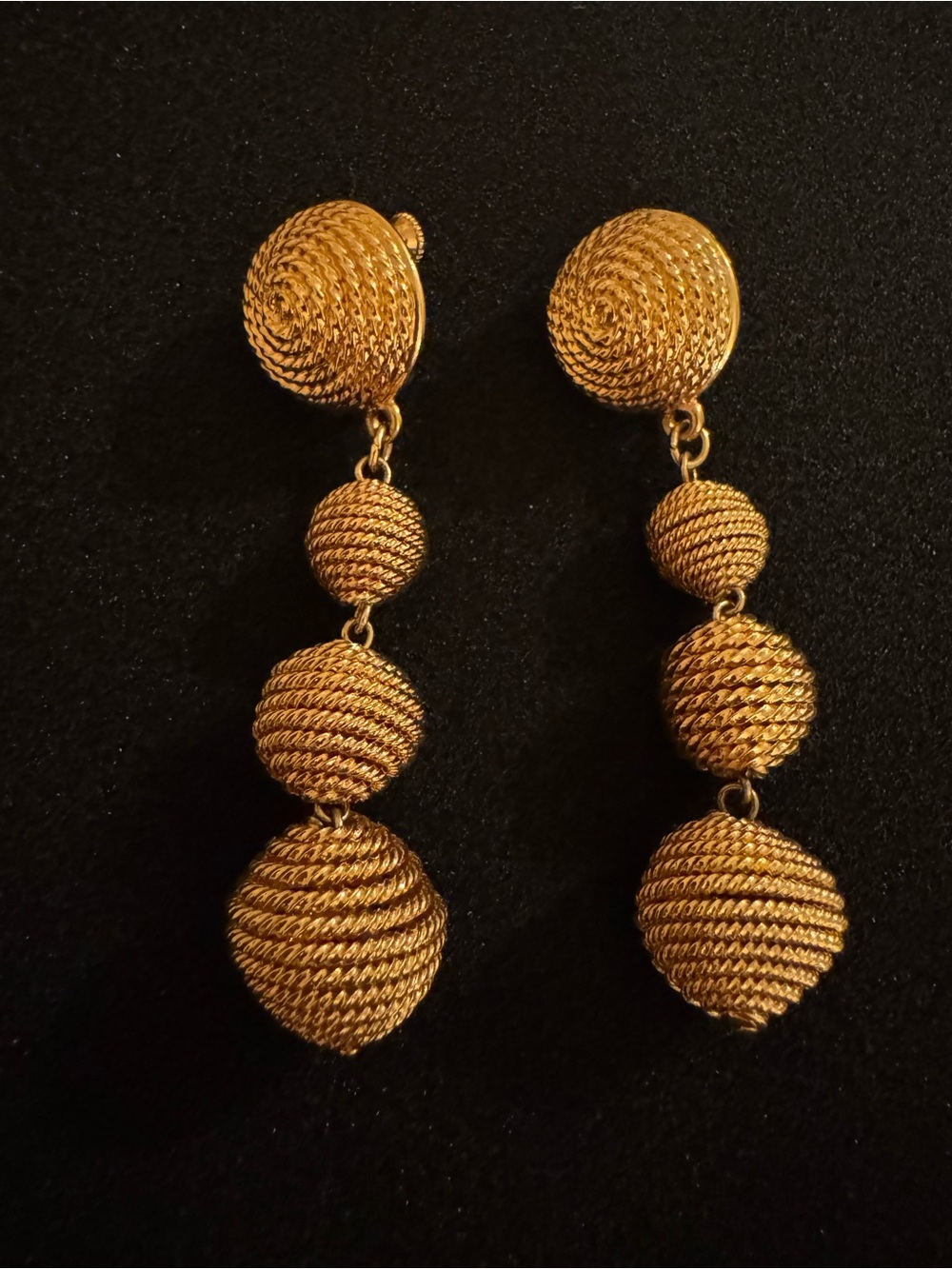 Vintage Signed NAPIER Gold Ball Stud Earrings: Hollywood Regency Runway Jewelry,